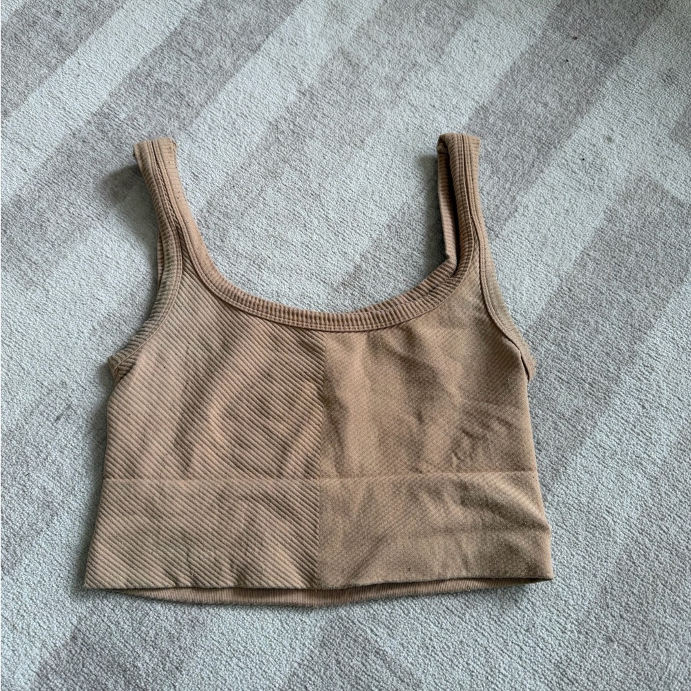 Tan Ribbed Crop Top
